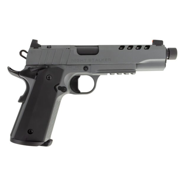 Tisas 10100557 1911 Night Stalker SF 9mm 5" 8+1 Platinum Grey W/ Threaded Barrel