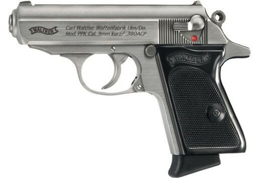 Walther 4796001 PPK .380ACP 3.3" 6+1 Stainless Steel/Black Grips