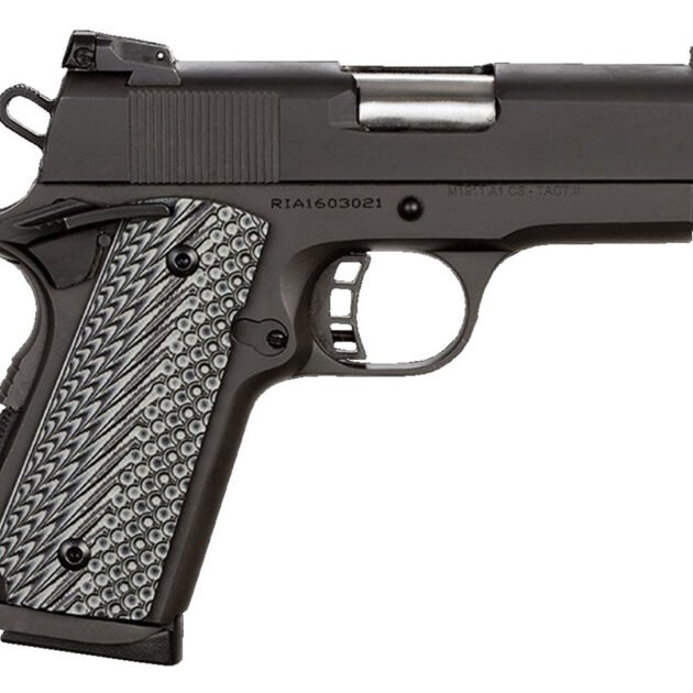 Rock Island Armory 51585 Rock Ultra 1911 CS-L .45 ACP 3.6" 7+1 Black/Black & Gray G10 Grips